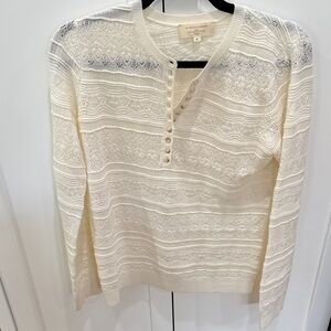 Sezane Cream Lace Detail Sweater